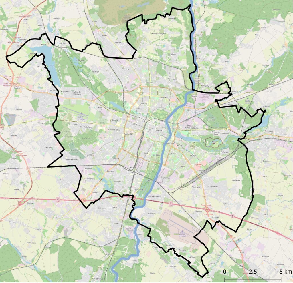 Poznań na tle Open Street Map