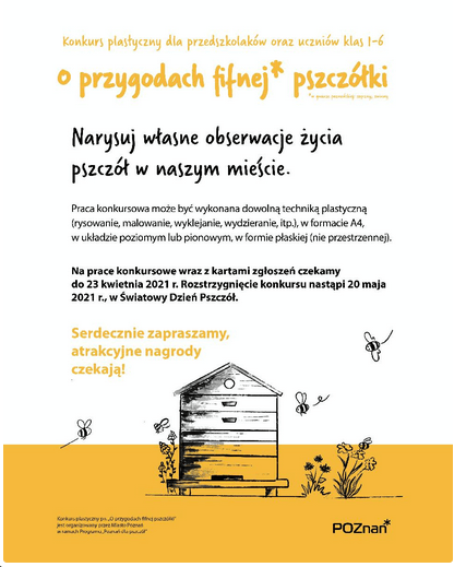 Plakat konkursu "O przygodach fifnej pszczółki"