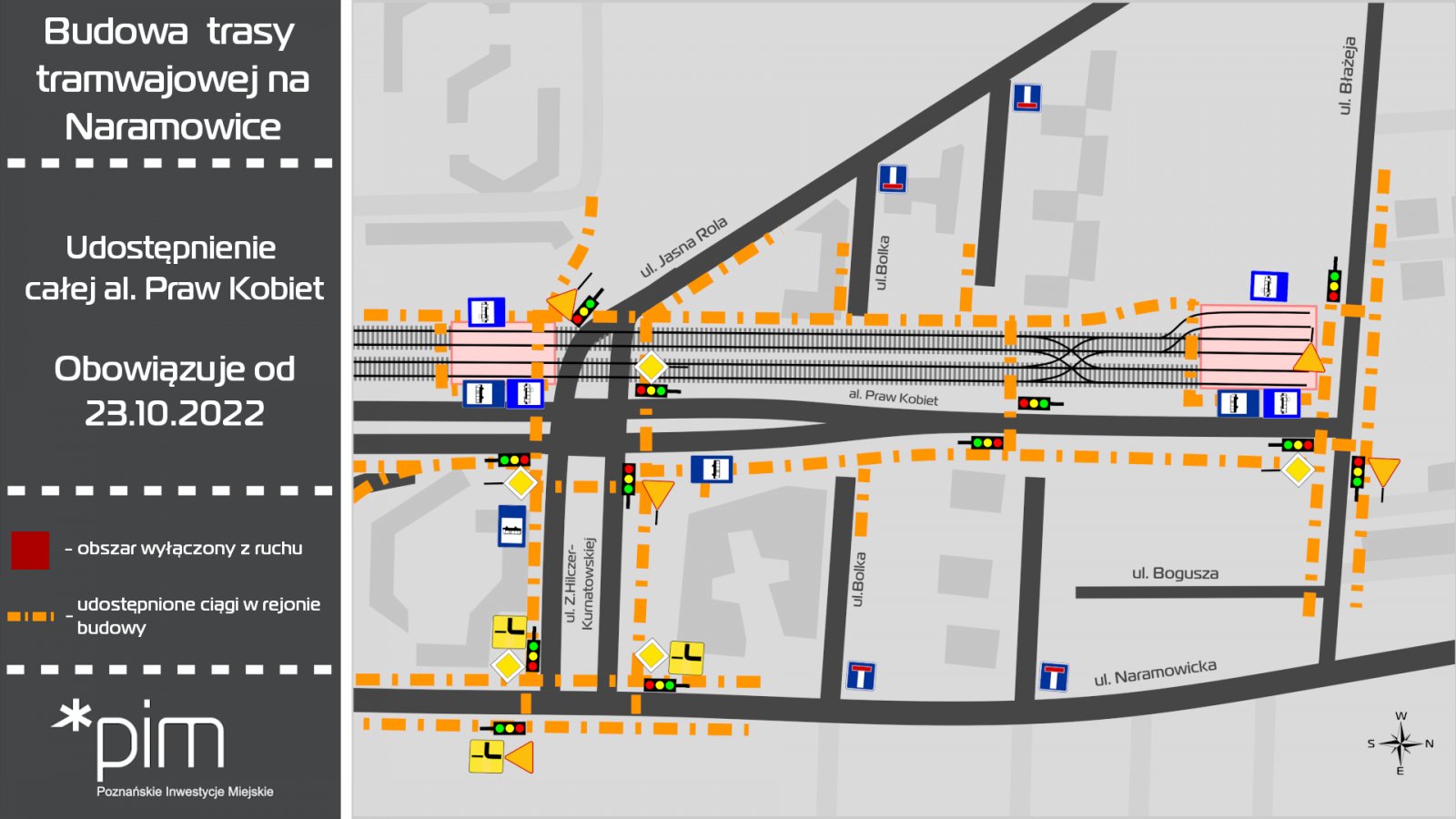 schemat budowy trasy tramwajowej na Narwmowice